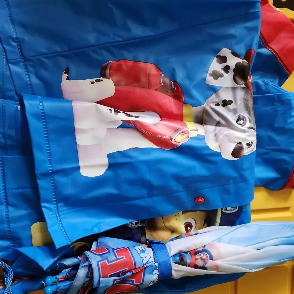Brand New Nickelodeon Paw Patrol Kids Blue Red Raincoat and umbrella